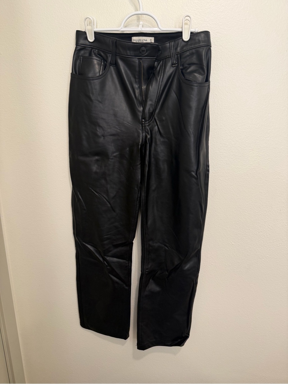 Abercrombie & Fitch Black Faux Leather Straight Jeans